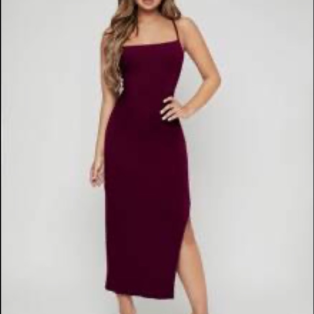Burgundy midi dress
